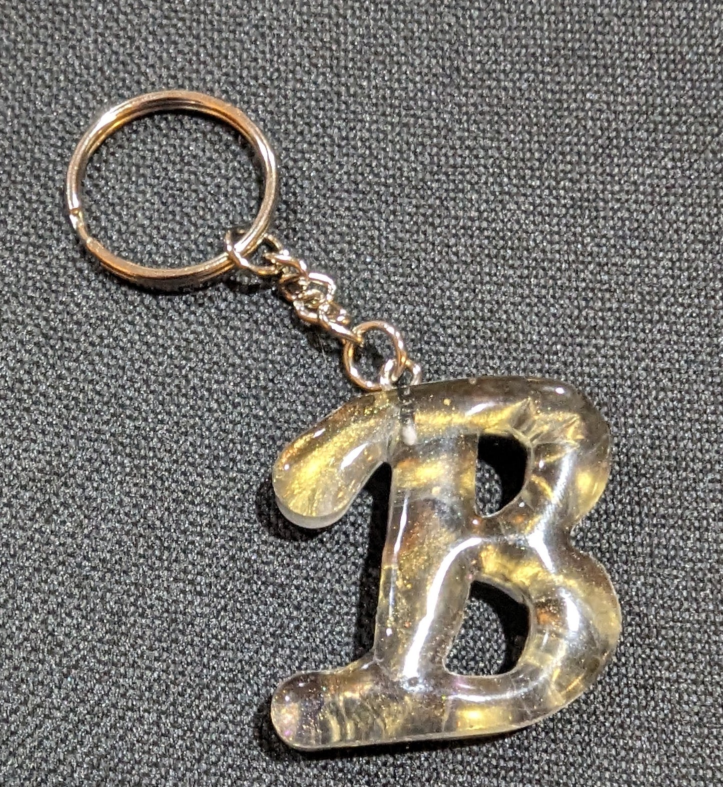 B letter gold plain keychain