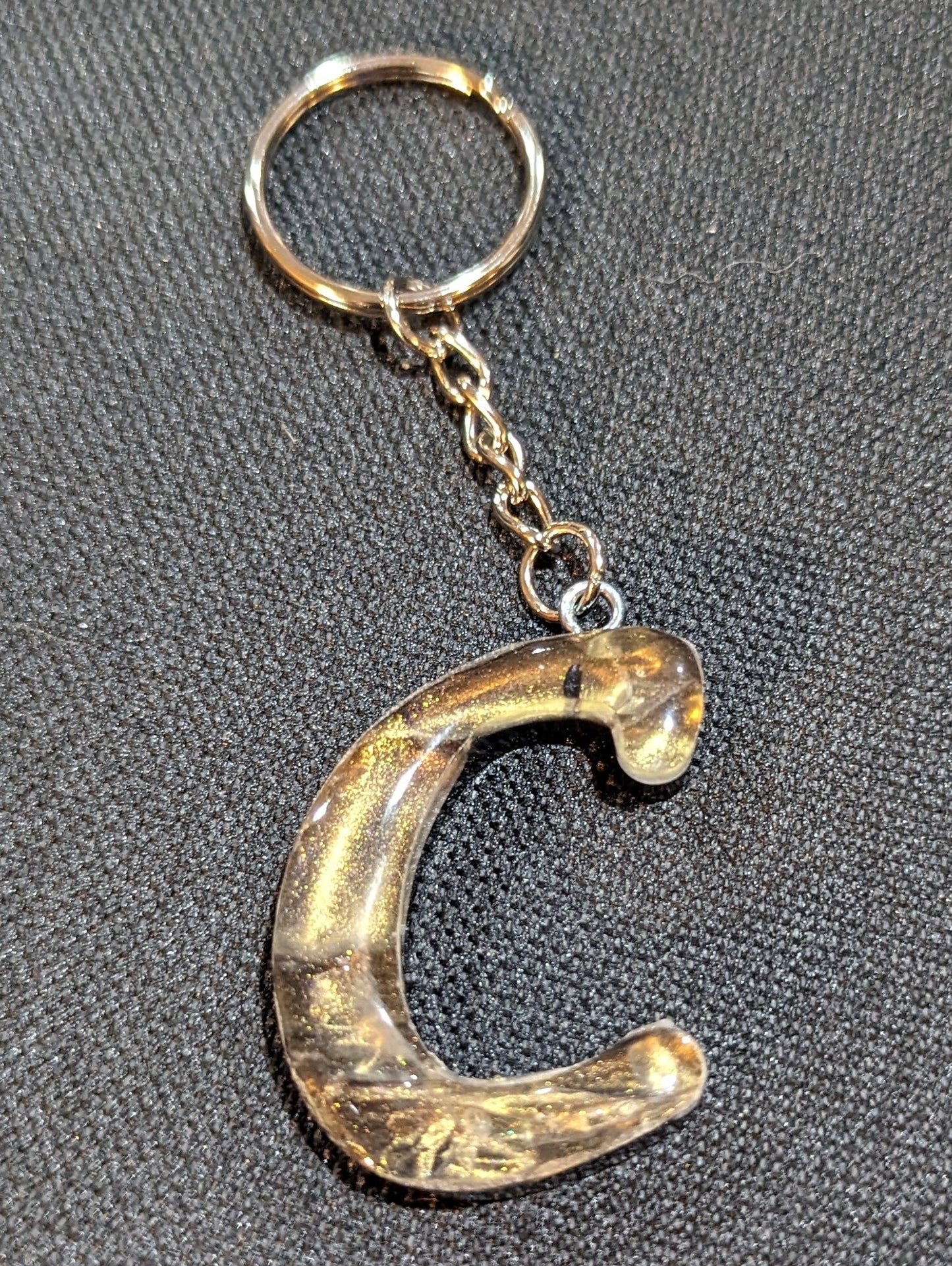 C letter Gold plain keychain