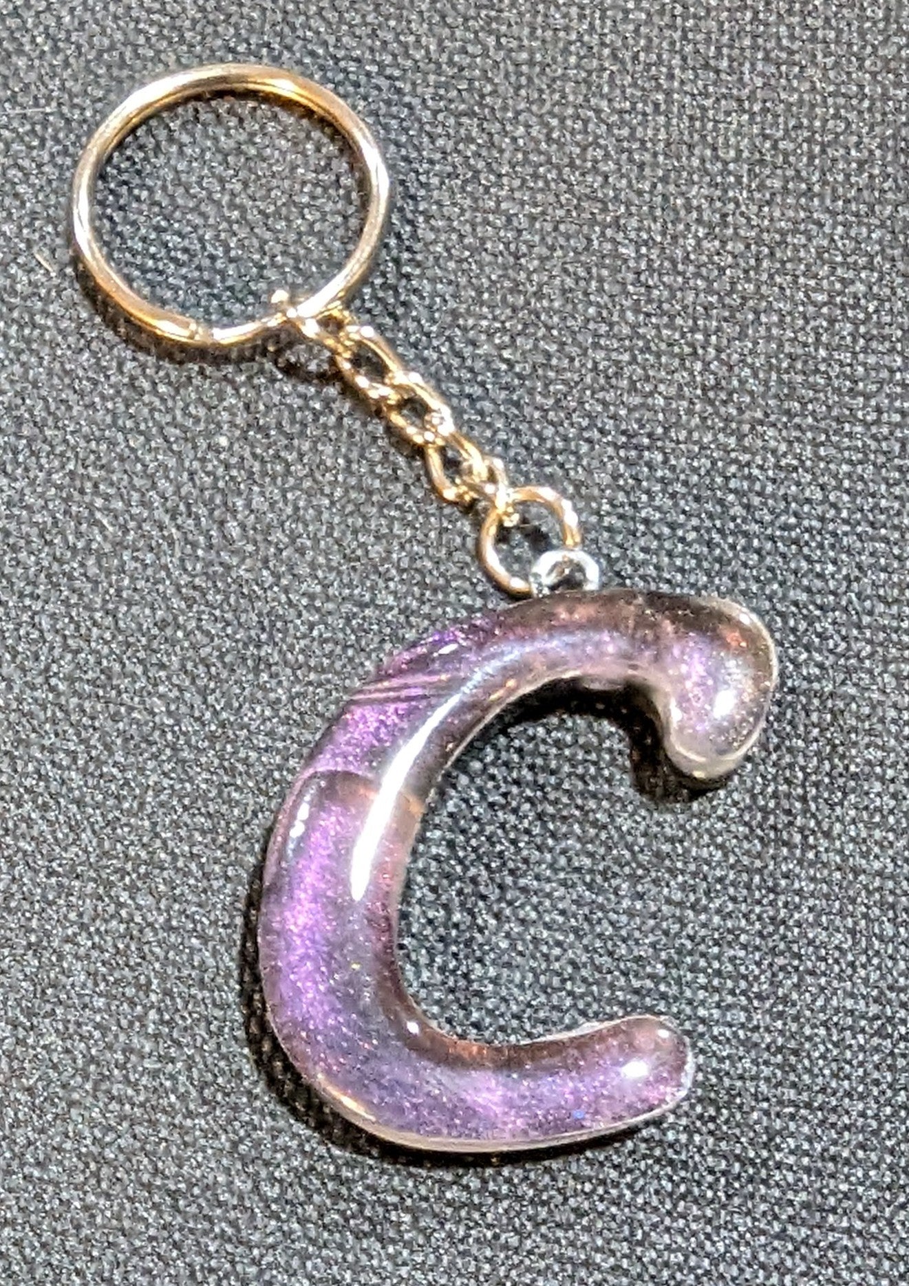 C letter purple plain keychain