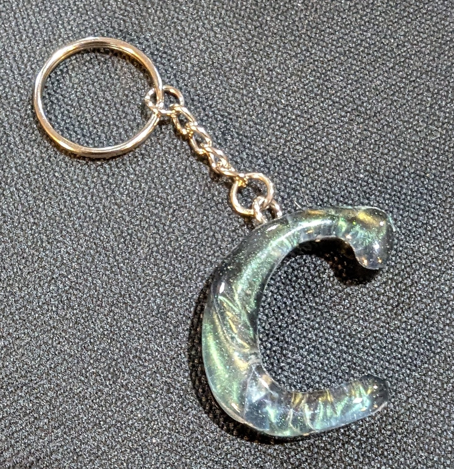C letter green plain keychain