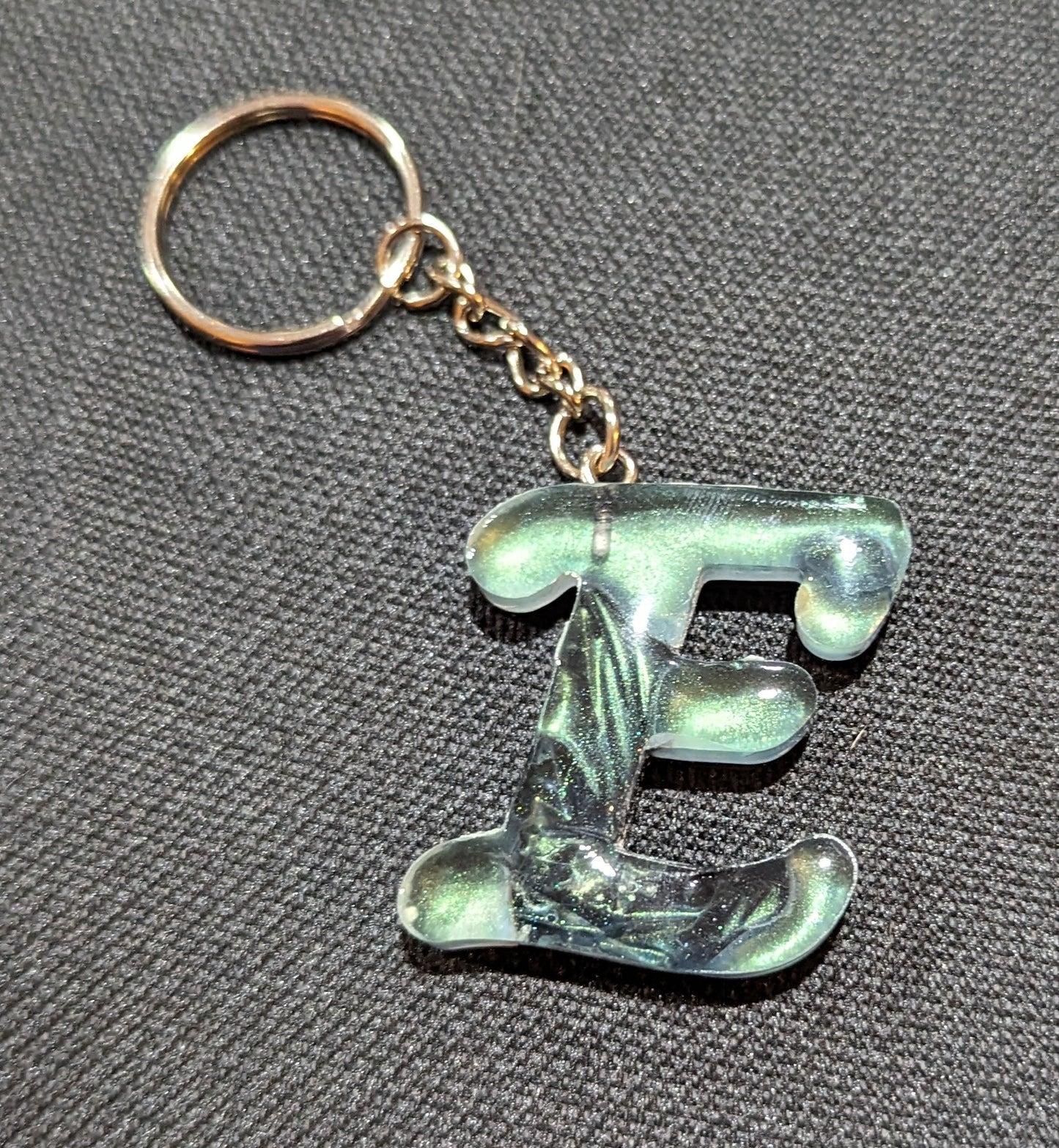 E letter green plain keychain