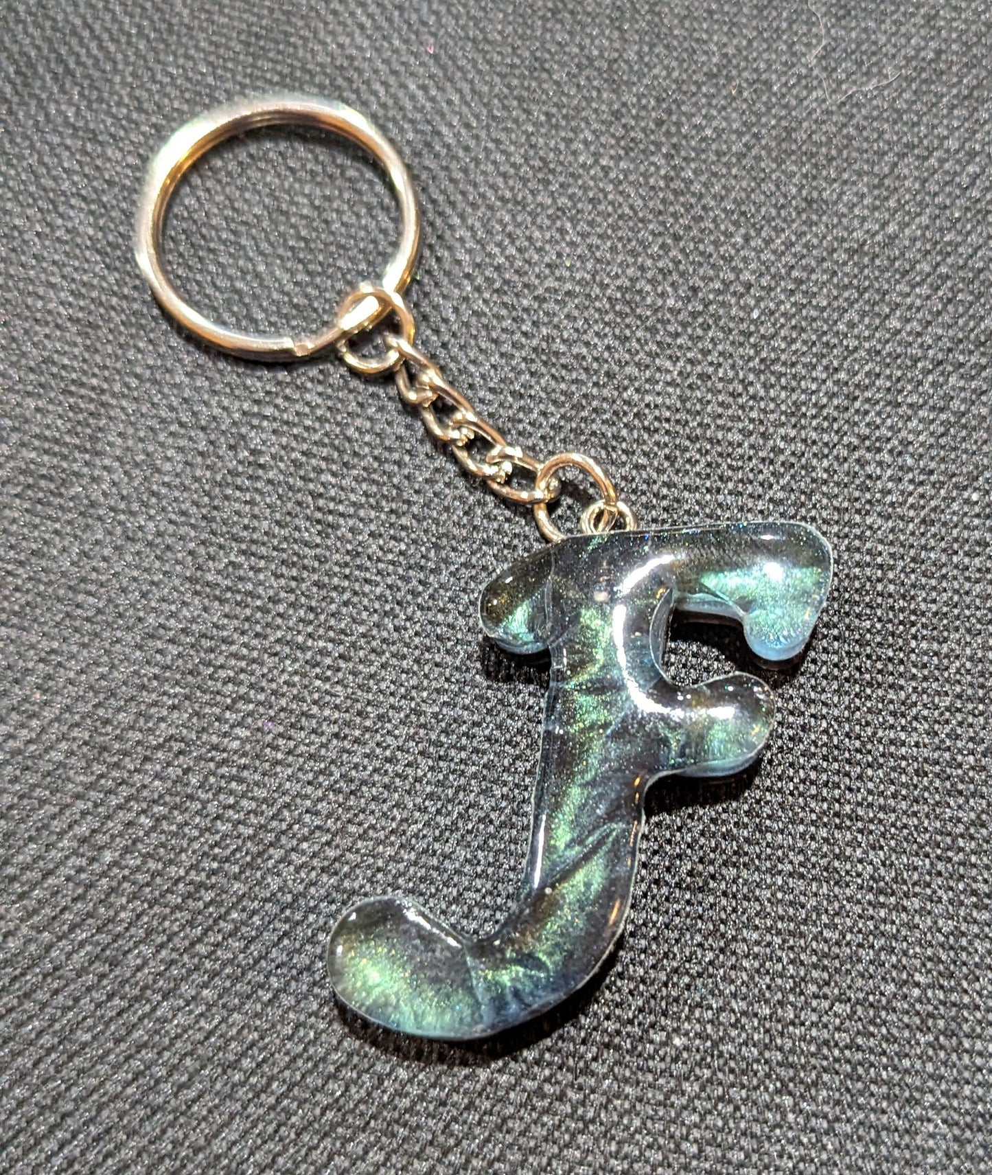 F letter Green plain keychain