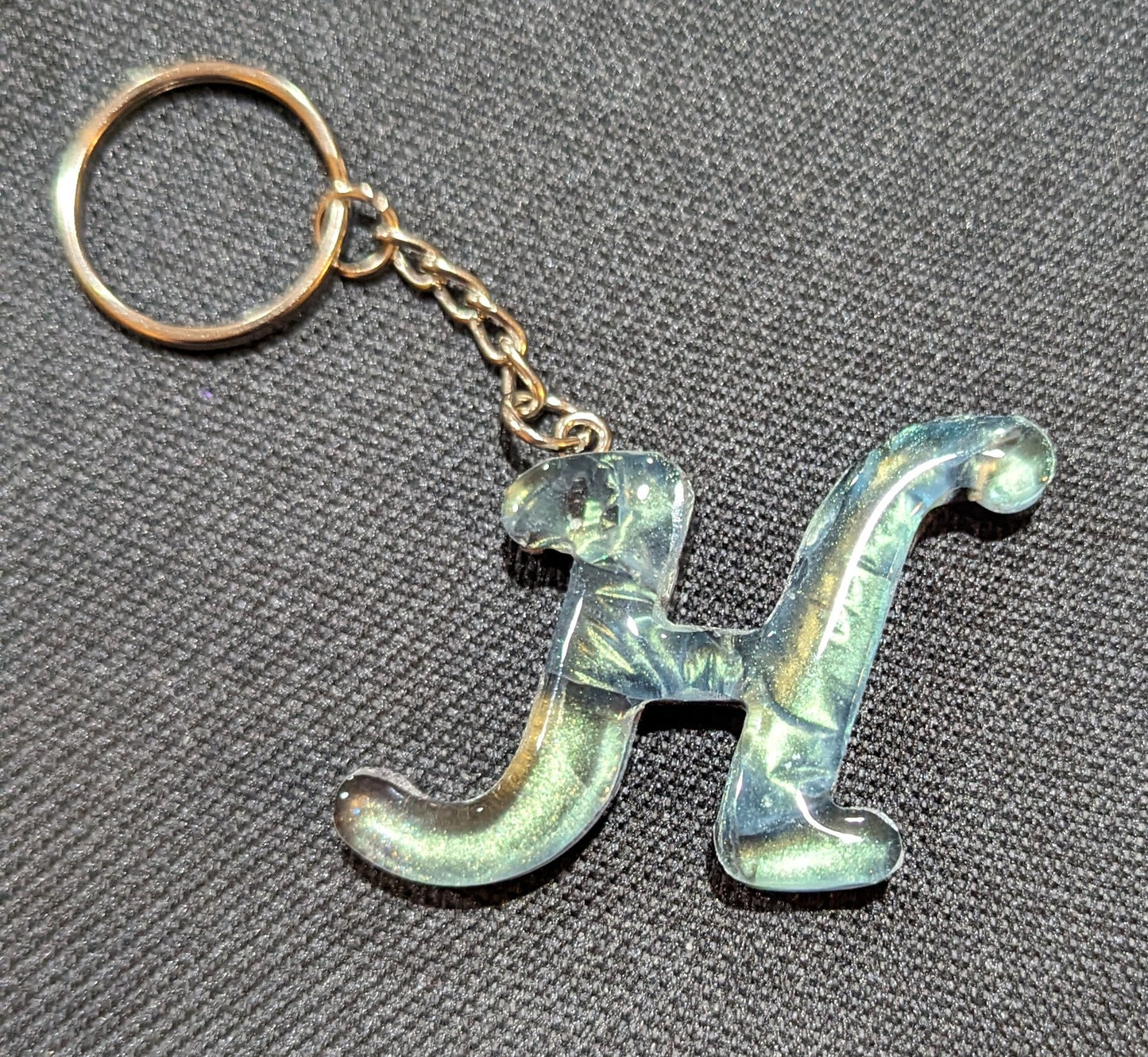 H letter green plain keychain
