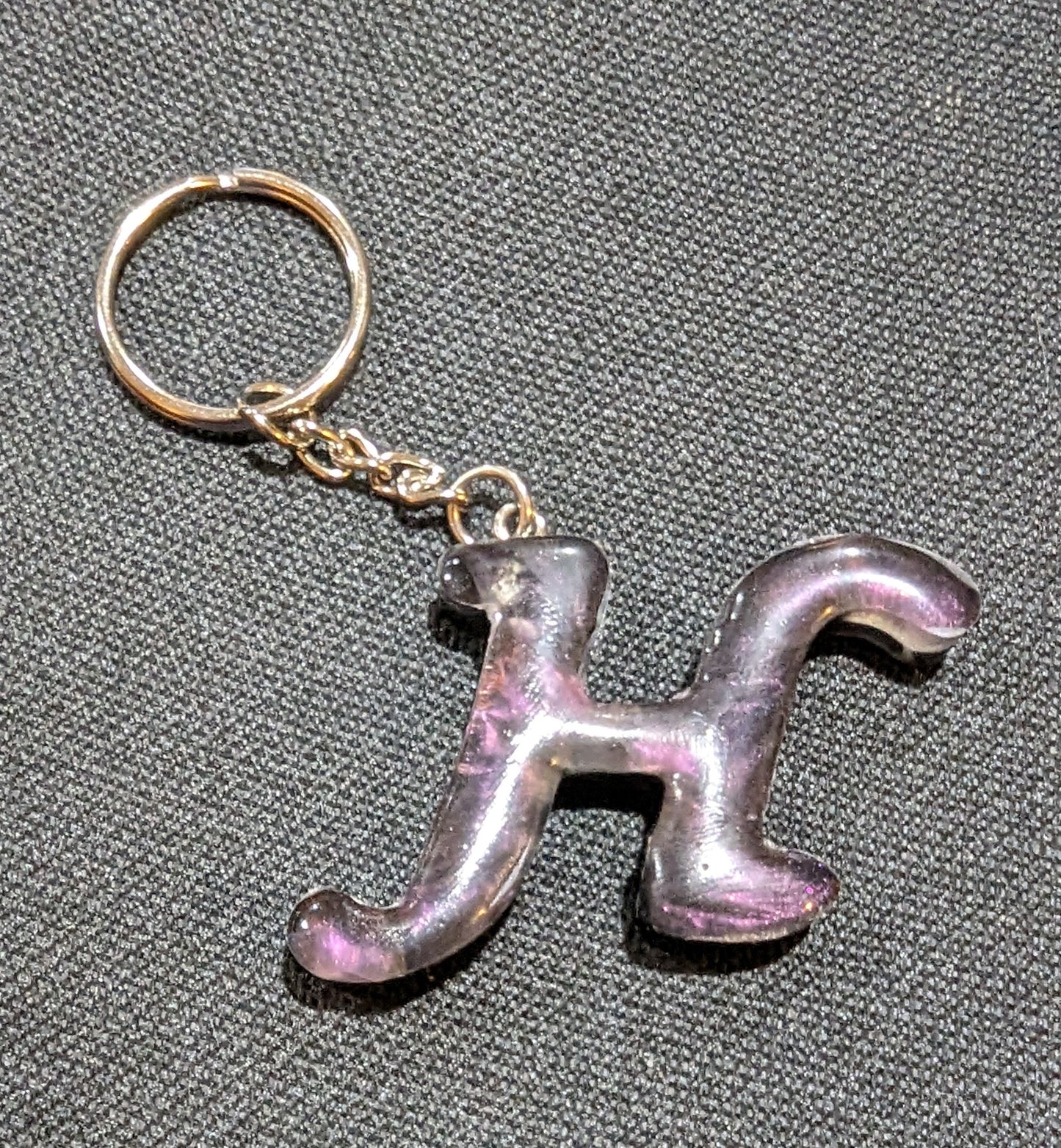 H letter purple plain keychain