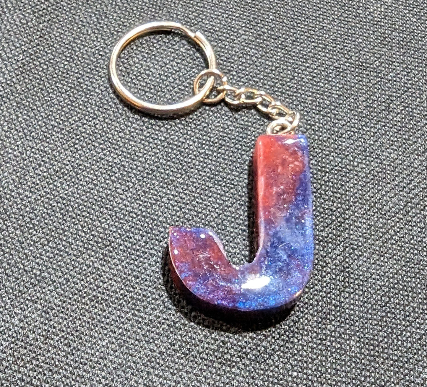 J letter red and blue plain keychain