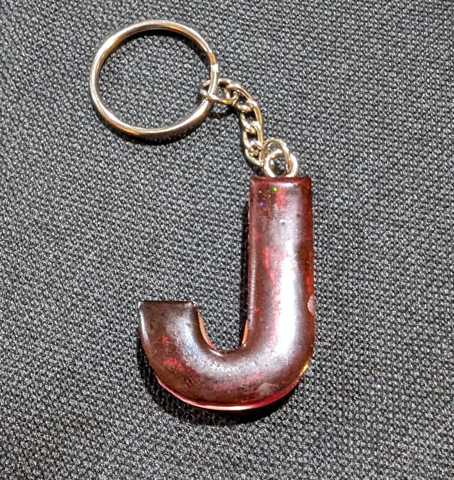 J letter red plain keychain