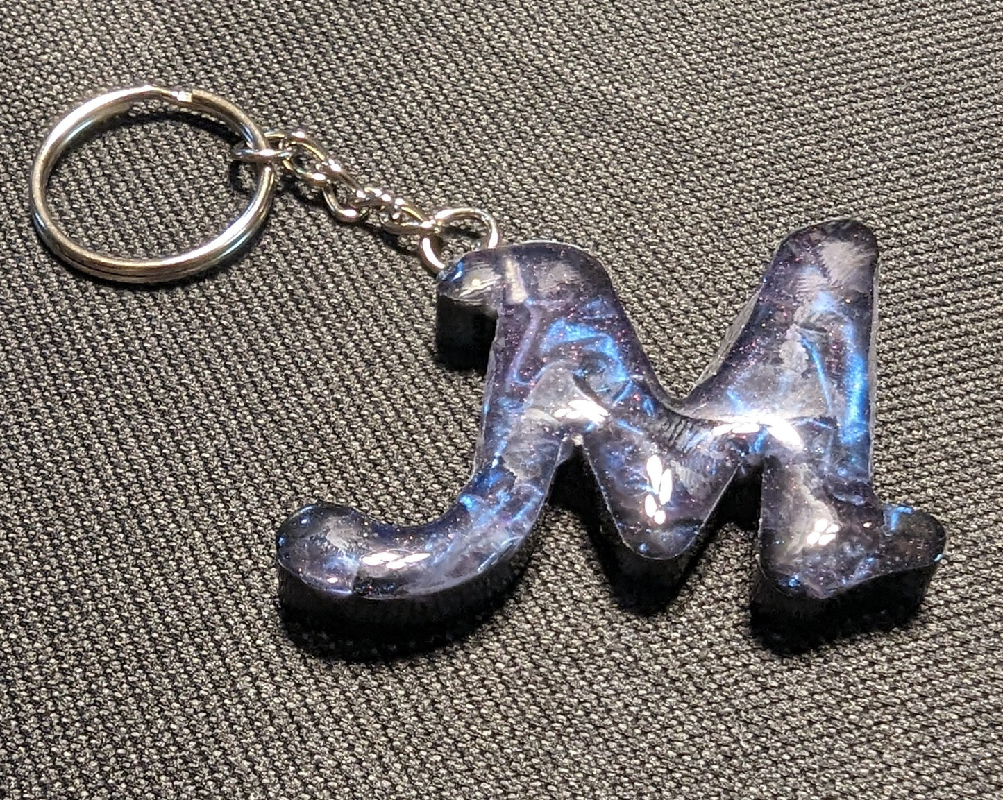 M letter blue plain keychain