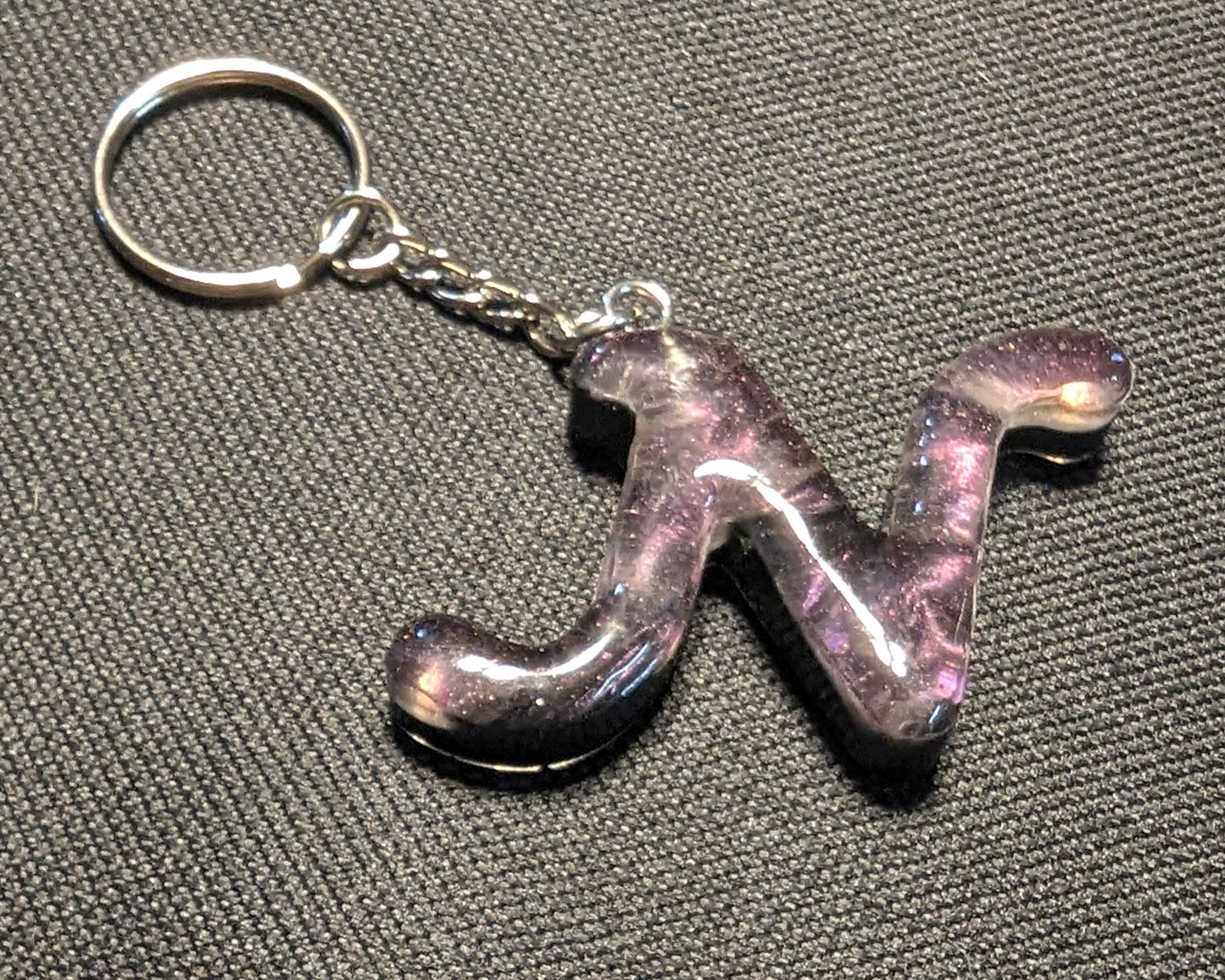N letter pink plain keychain