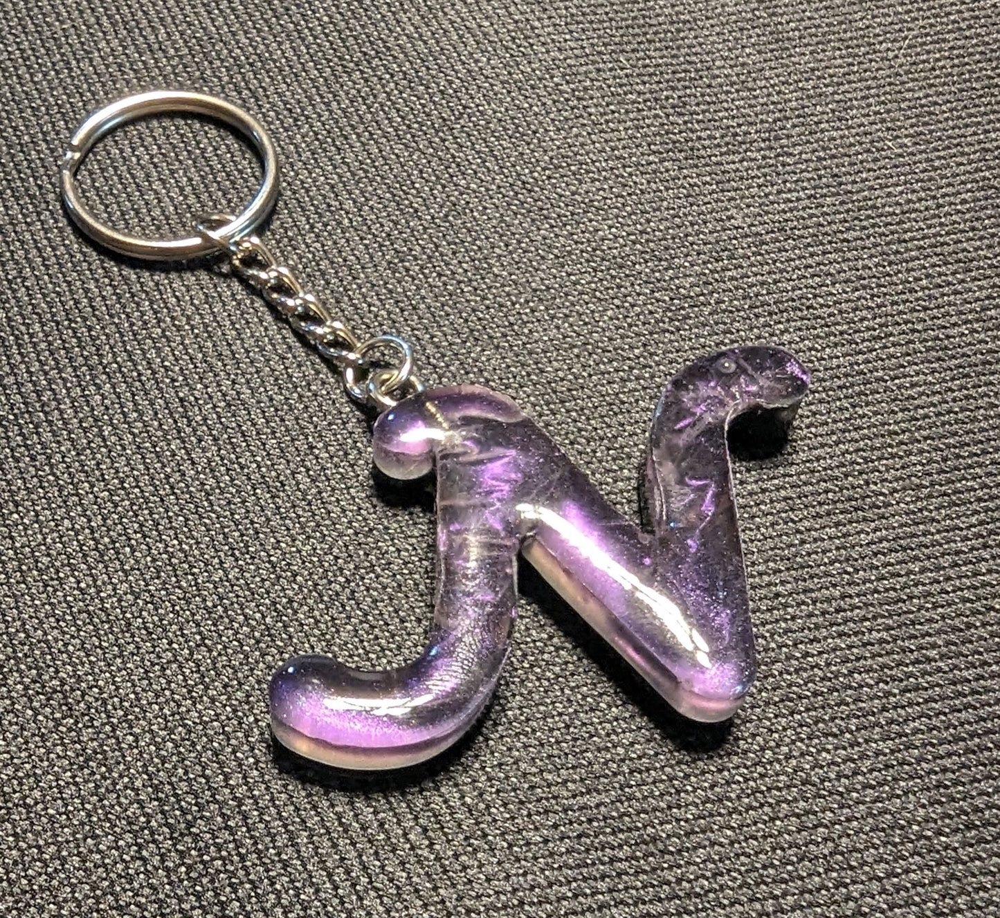 N letter purple plain keychain