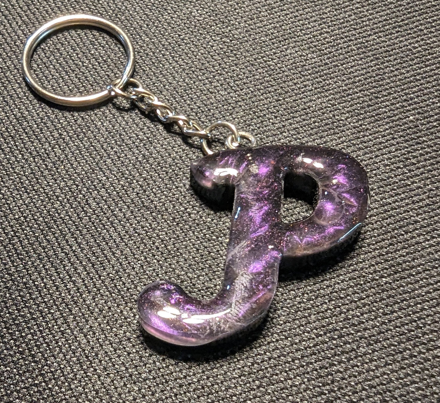 P letter purple plain keychain