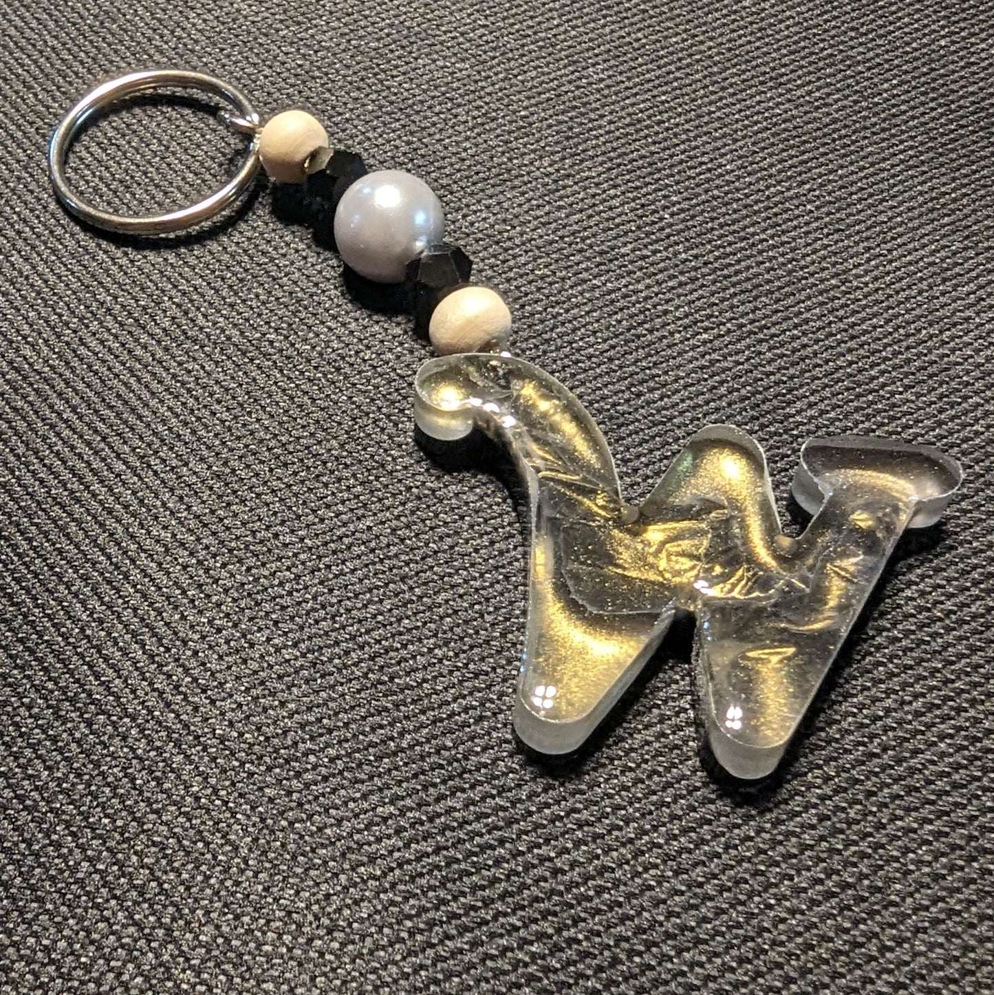 W letter gold beaded keychain