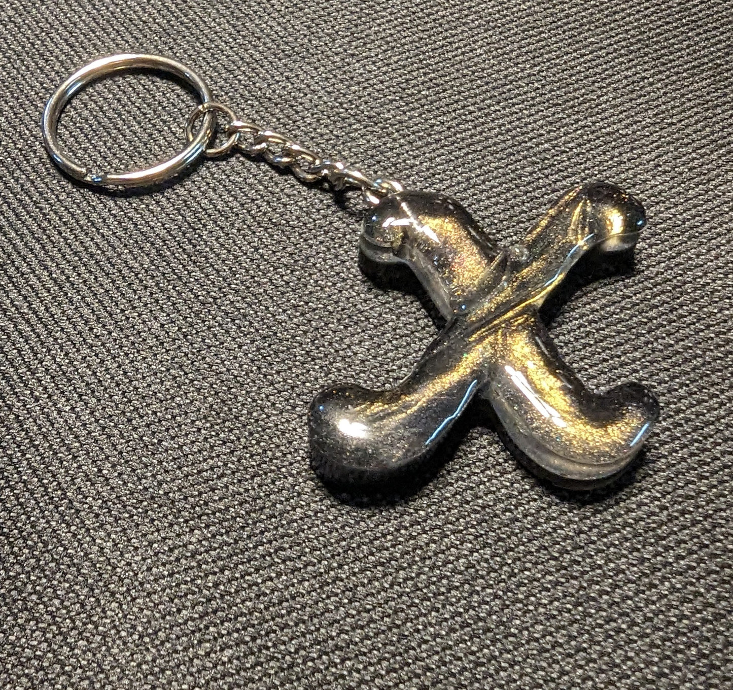 X letter gold plain keychain