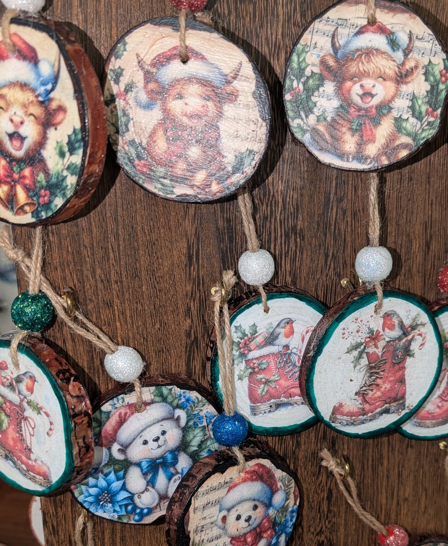 wood slice Christmas ornament