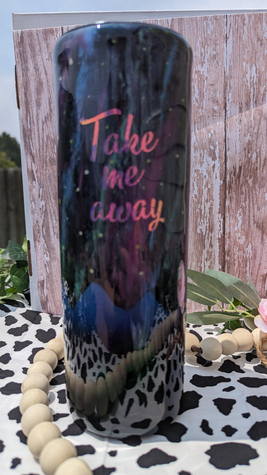 30 oz skinny cow being abducted by alien epoxy tumbler with lid and straw