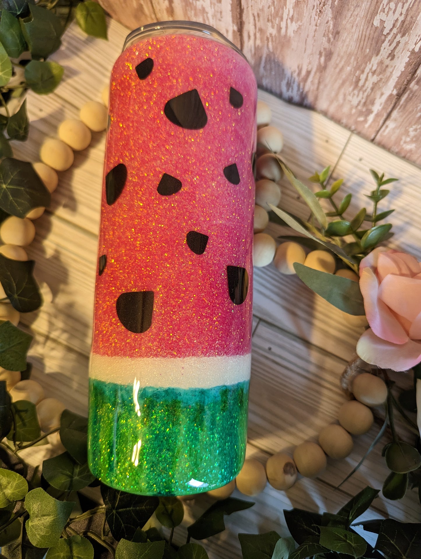 20 OZ watermelon "sweet as a melon" stainless steel double insulated epoxy tumbler with lid and straw