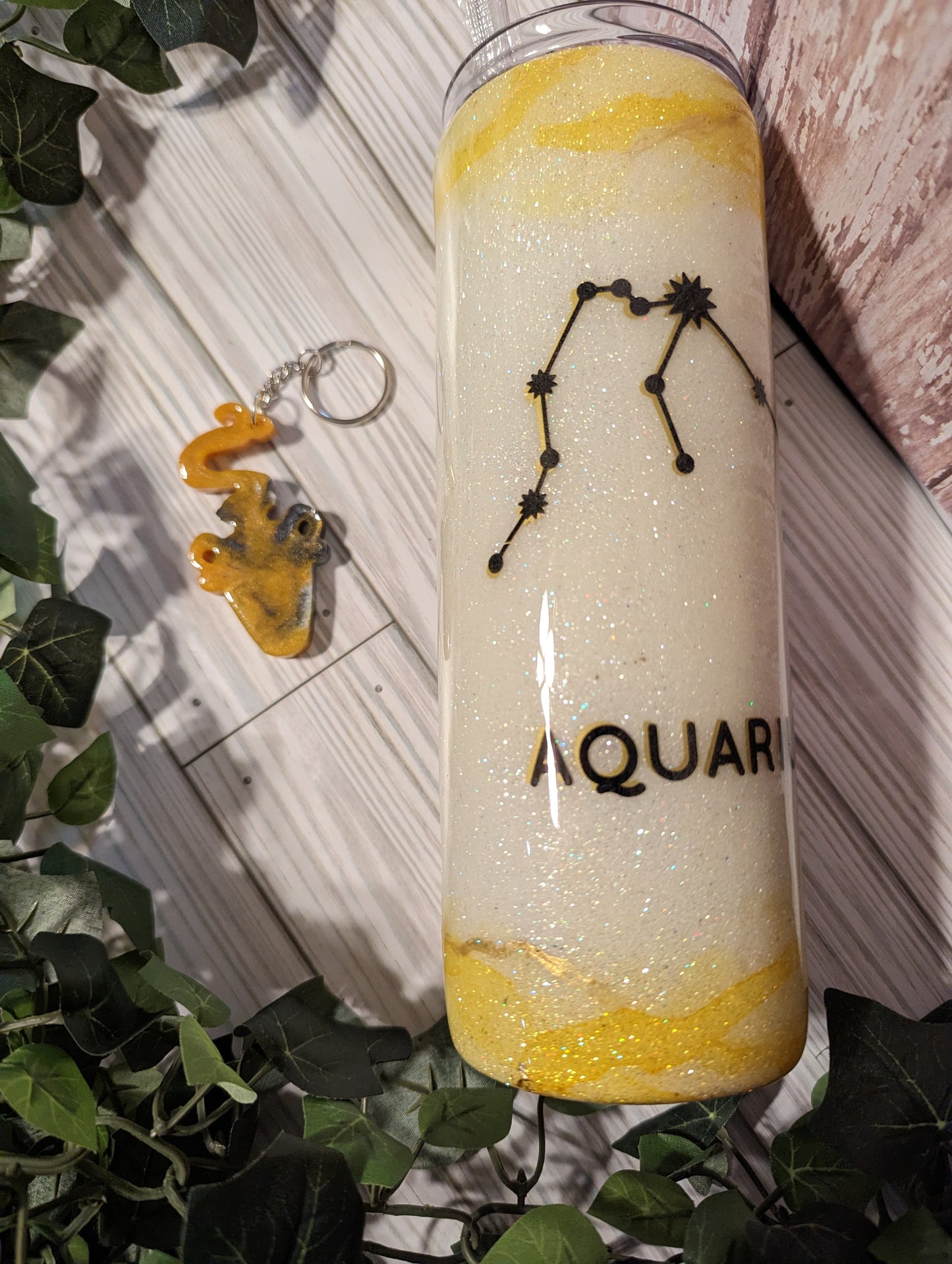 20 oz skinny Aquarius Zodiac epoxy tumbler