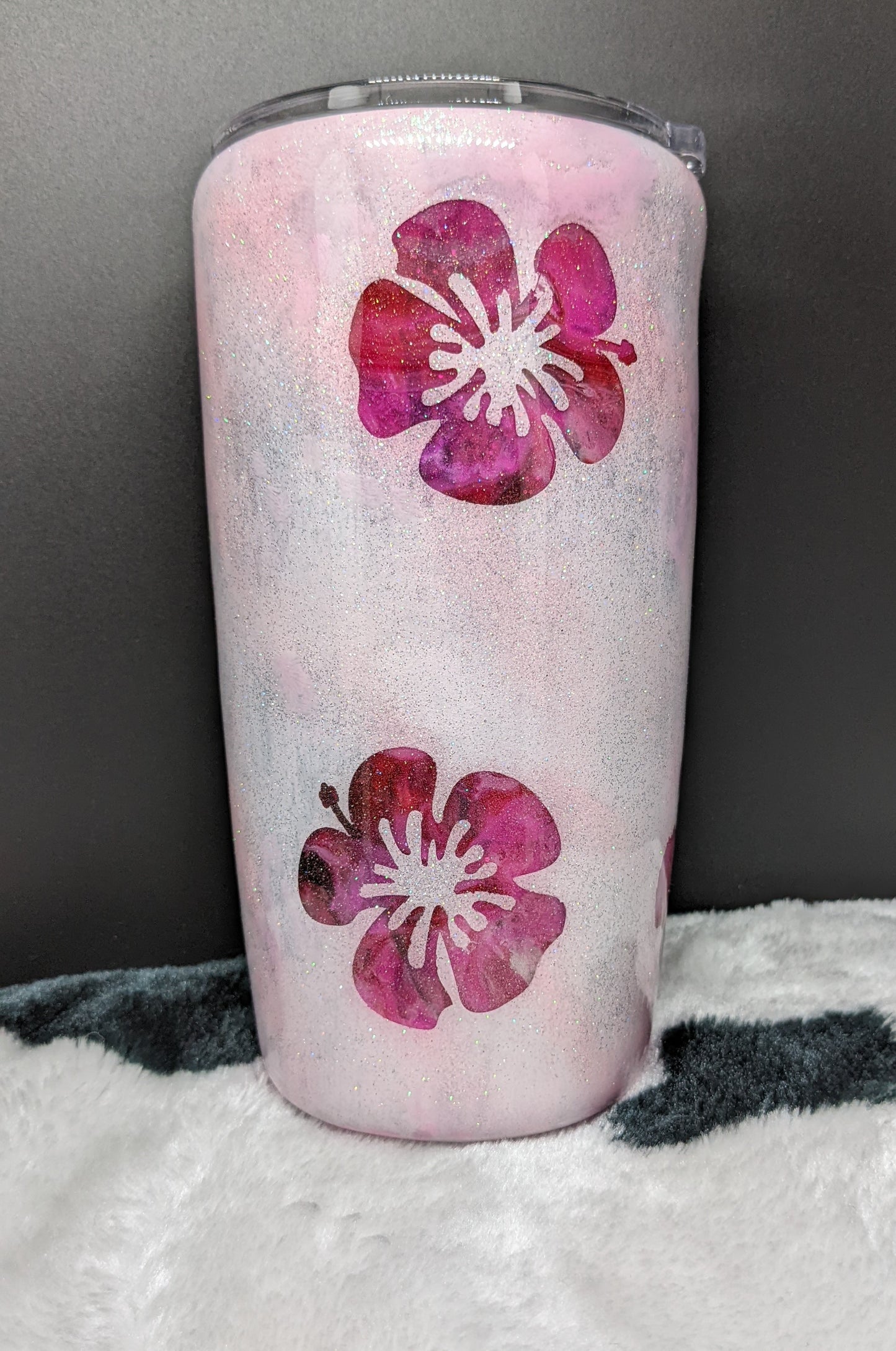 20 oz flower tumbler pink