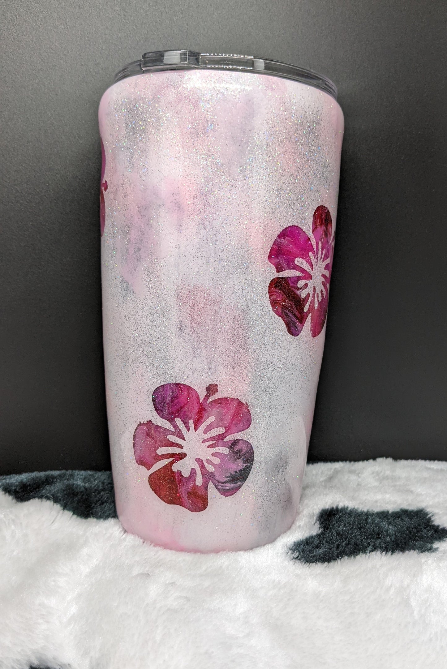 20 oz flower tumbler pink