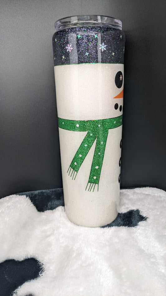 30 oz green scarf snowman