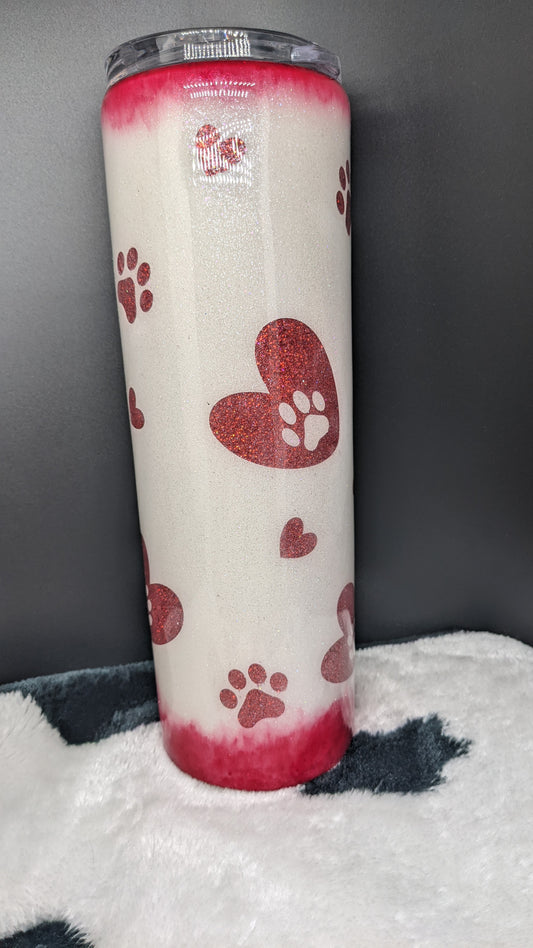 30 oz red heart and paw print
