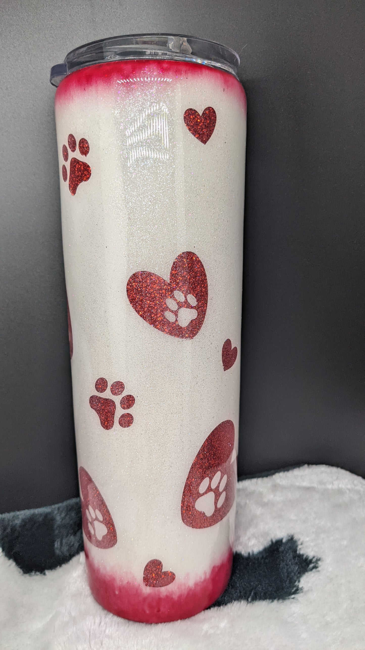 30 oz red heart and paw print