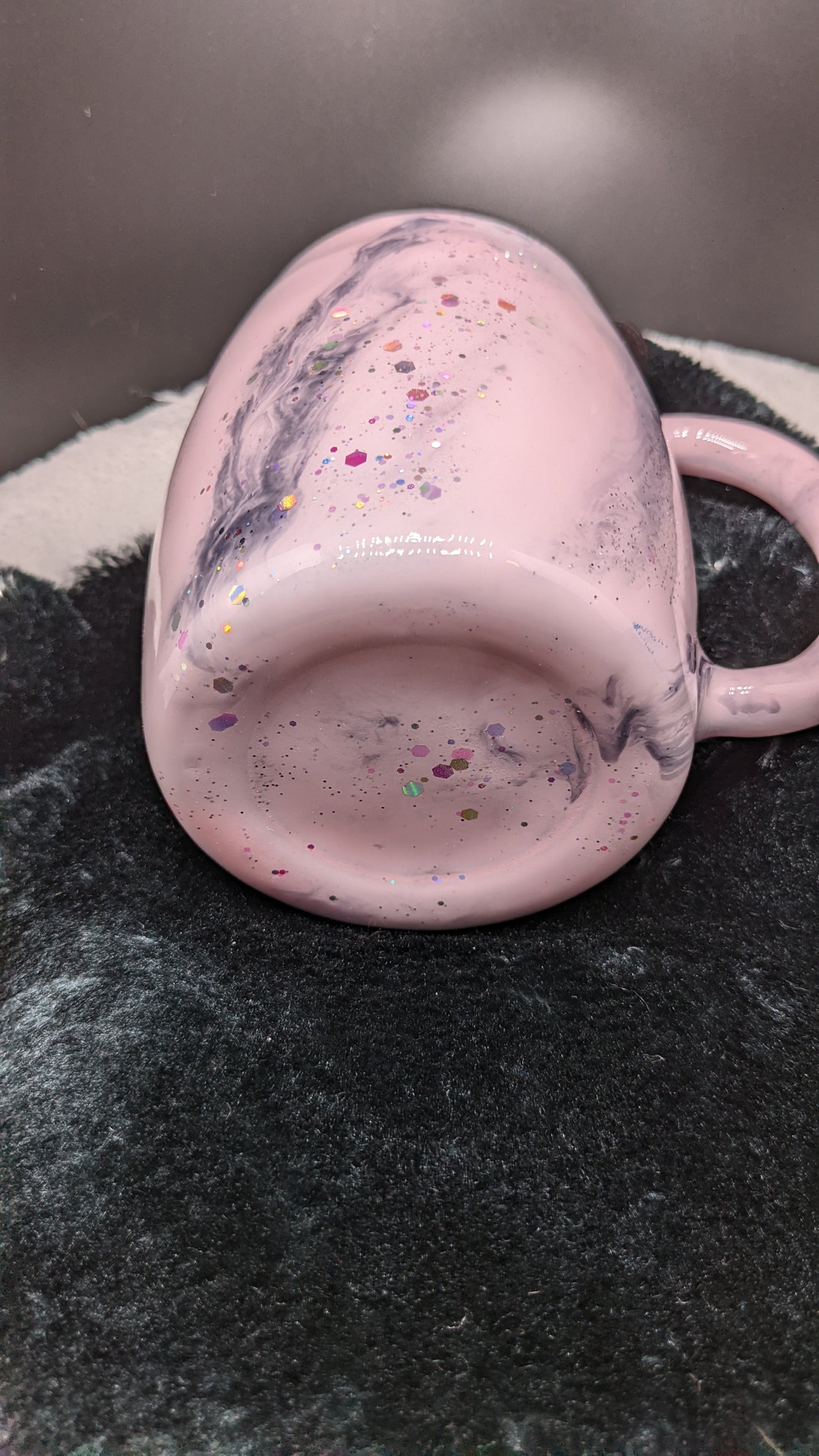 14 oz pink Milky Way swirl mug tumbler with handle