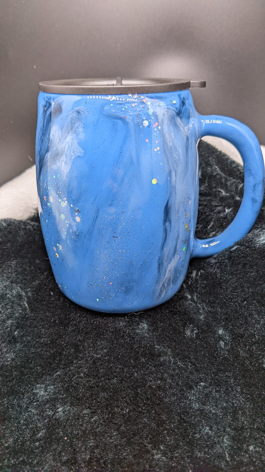 14 oz blue Milky Way swirl mug tumbler with handles