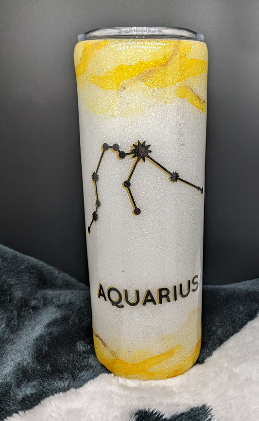 20 oz skinny Aquarius Zodiac epoxy tumbler