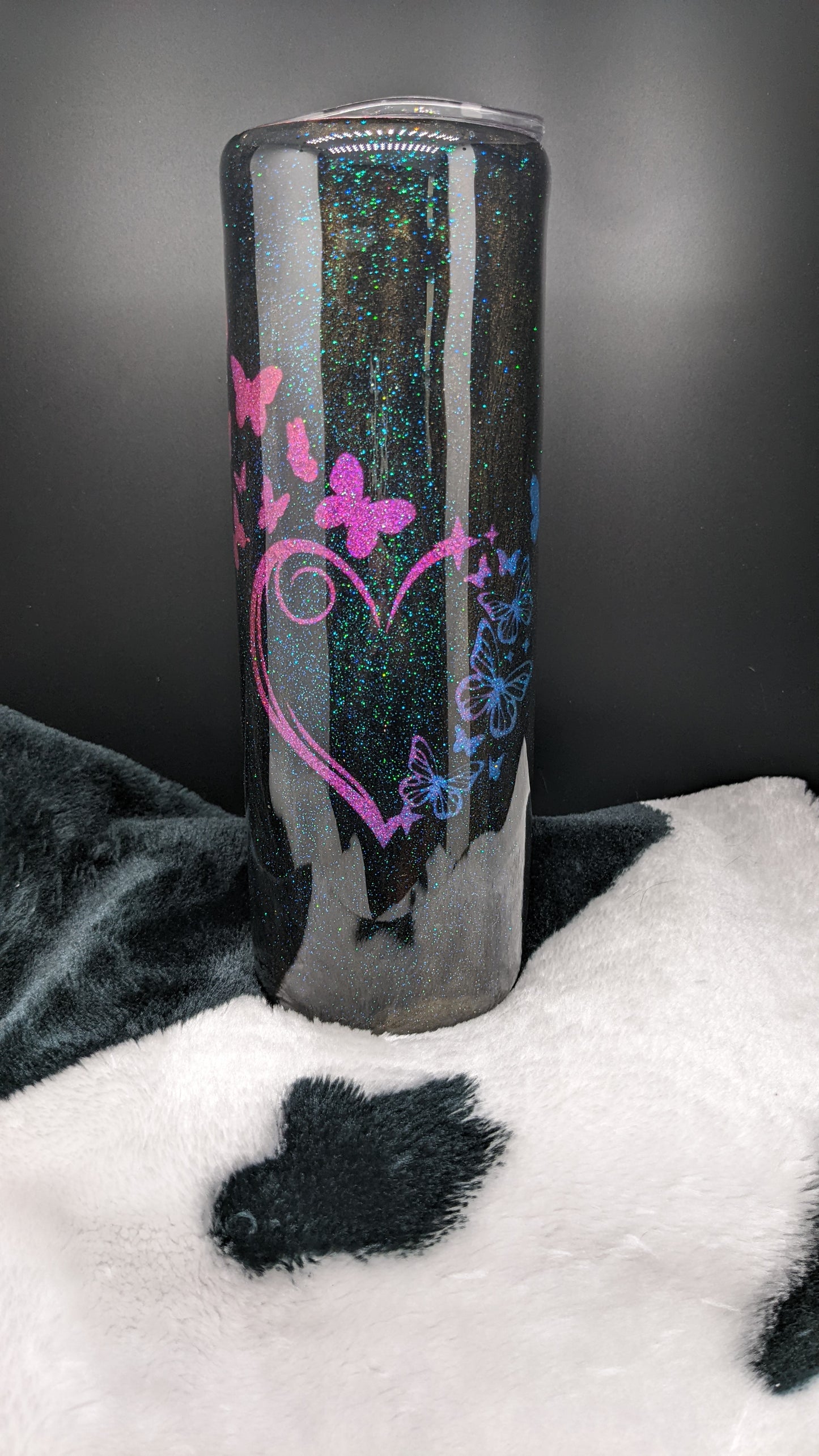 30 oz skinny heart flying butterfly epoxy tumbler
