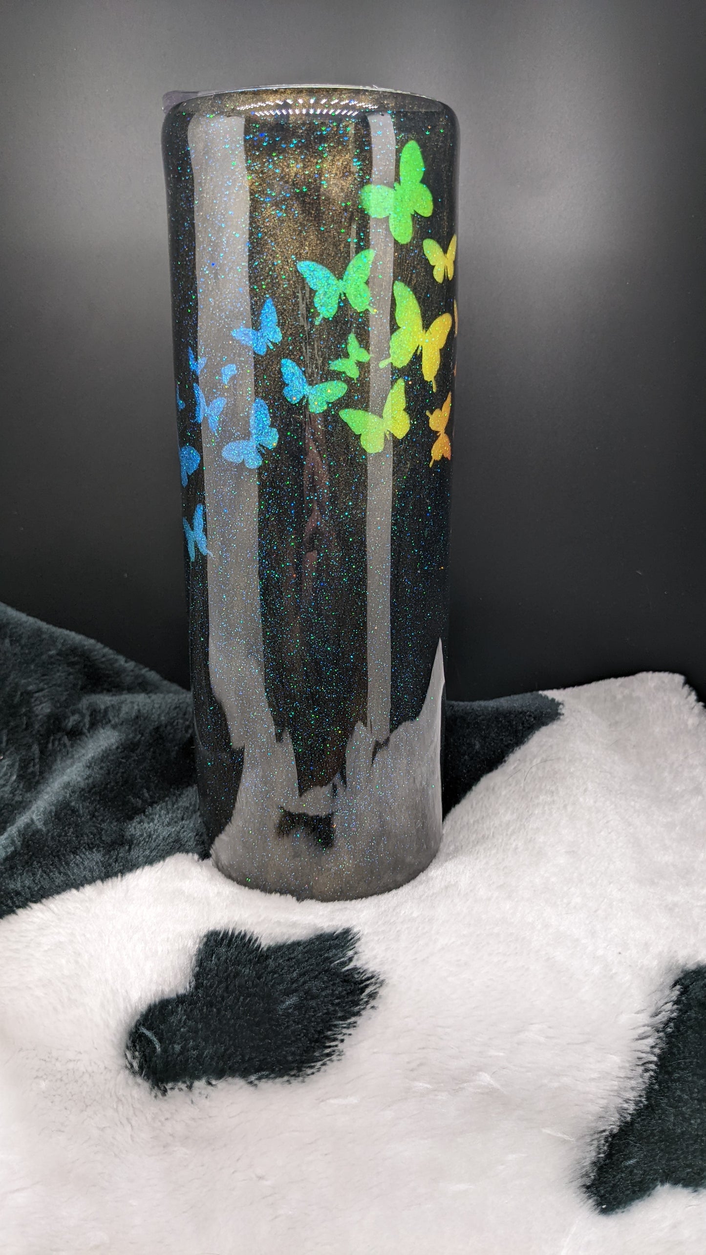 30 oz skinny heart flying butterfly epoxy tumbler
