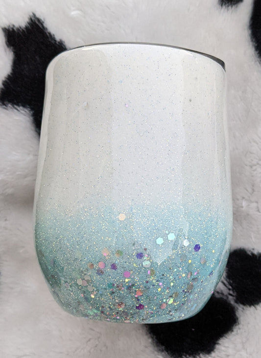 12 oz blue flower epoxy wine tumbler