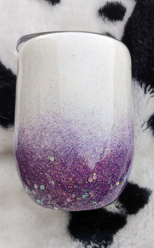 12 oz purple flower epoxy wine tumbler