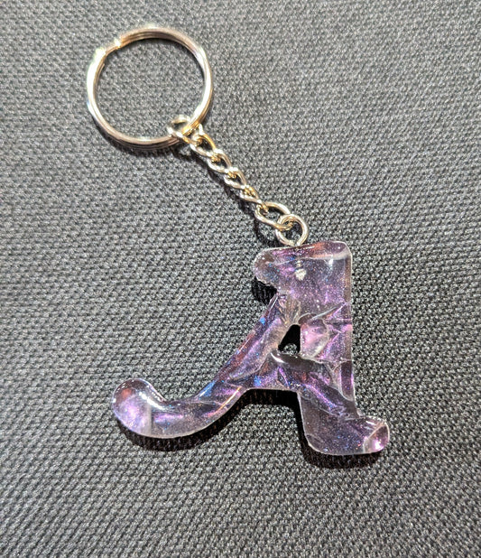 A letter purple plain Keychain