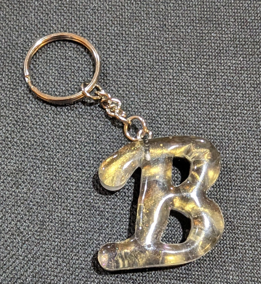 B letter gold plain keychain