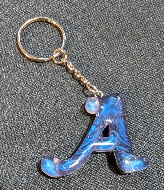 A letter blue plain keychain
