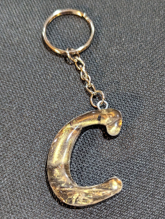C letter Gold plain keychain