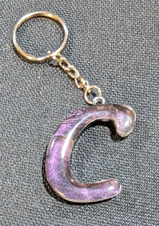 C letter purple plain keychain