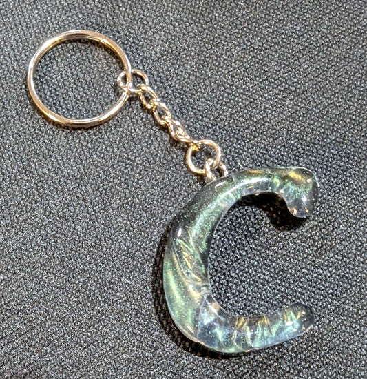 C letter green plain keychain