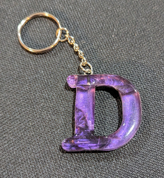D letter purple plain keychain