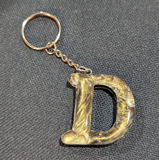 D letter Gold plain keychain