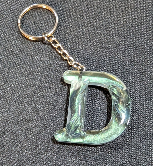 D letter light green plain keychain