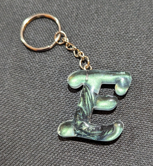 E letter green plain keychain