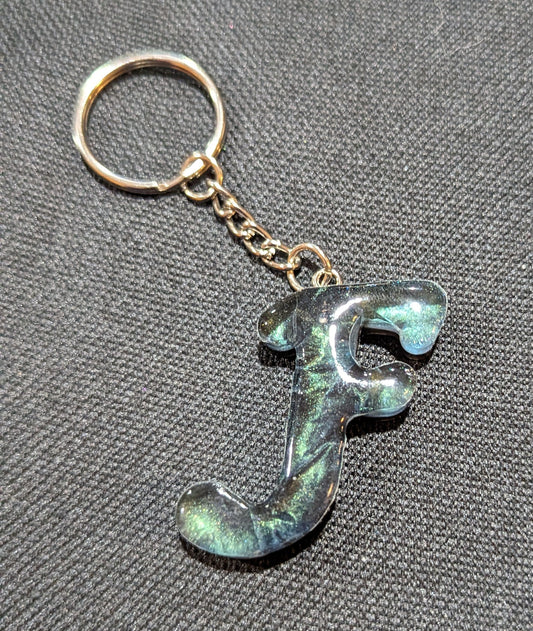 F letter Green plain keychain