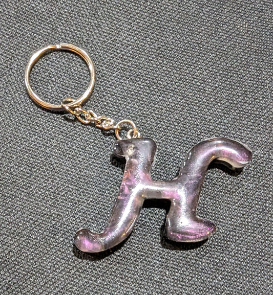 H letter purple plain keychain