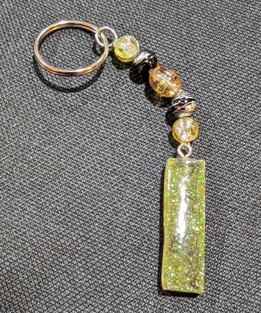 I letter yellow beaded  keychain