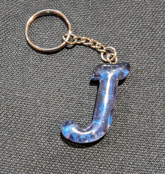 J letter blue plain keychain