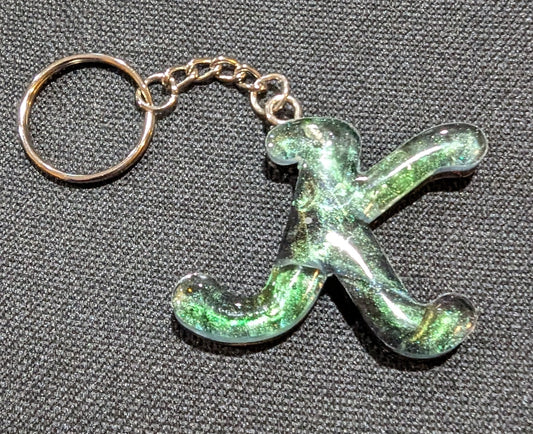 K letter green plain keychain