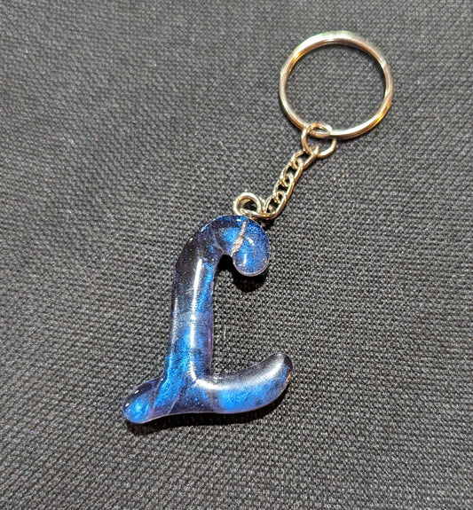 L letter blue plain keychain