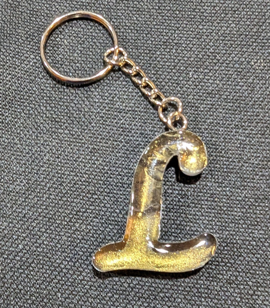 L letter gold plain keychain