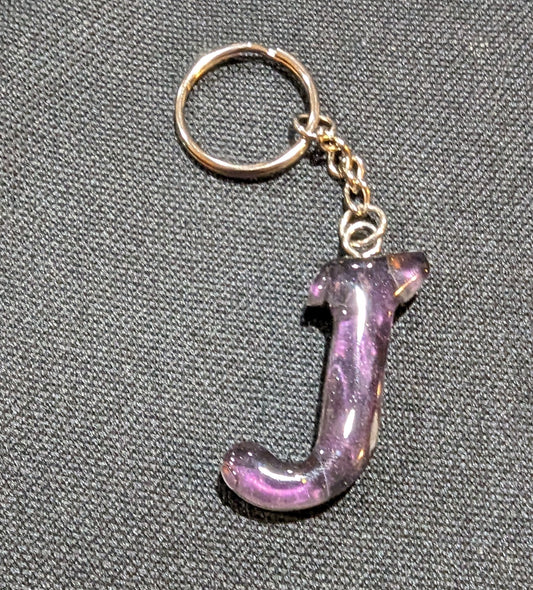 J letter purple plain keychain